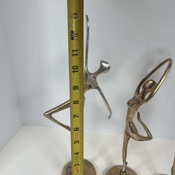 Ballerina Dancer Nude Sculpture Trio MCM Vintage Metal Decor - Picture 10 of 12